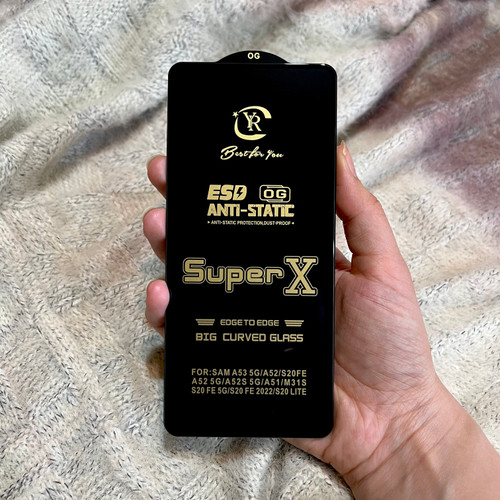گلس گوشی سامسونگ A53 5G / A52 / S20FE A52 5G / A52S 5G / A51 /M31S S20 FE 5G / S20 FE 2022 / S20 LITE شیشه ای Anti Static OG Glass سری ESD آنتی استاتیک Super X اورجینال